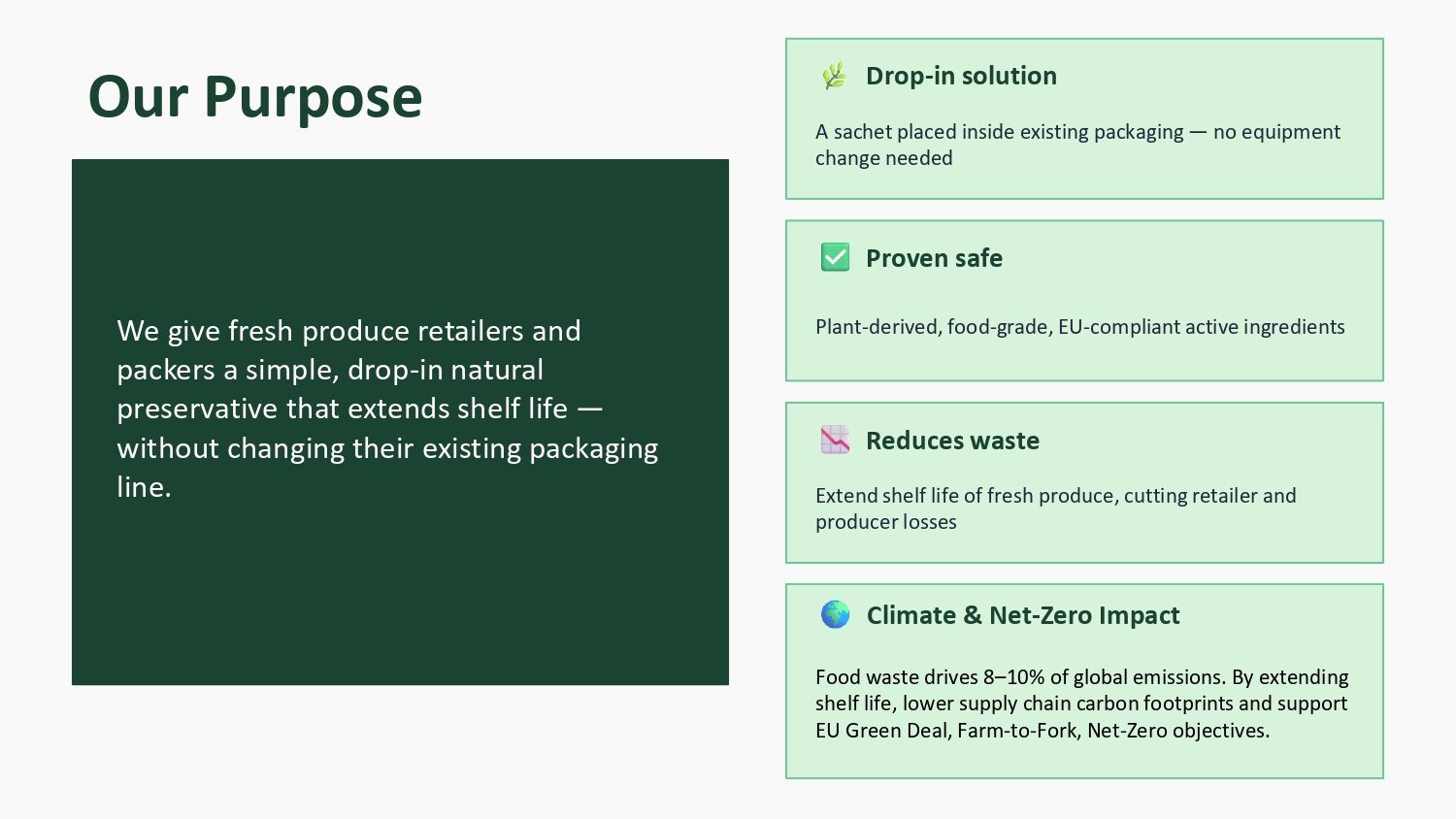 NaturePack EO presentation, slide 2: Our purpose